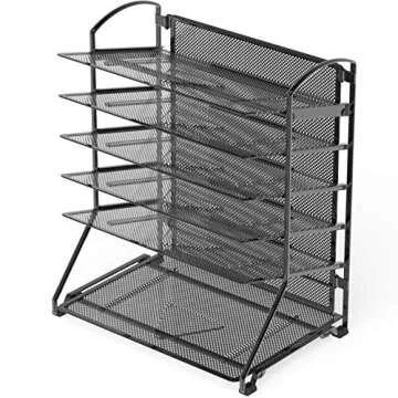 Simple Houseware 6 Tier Desktop Document Letter Tray Organizer, Black