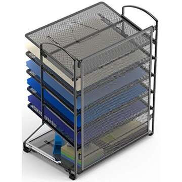Simple Houseware 6 Tier Desktop Document Letter Tray Organizer, Black