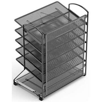 Simple Houseware 6 Tier Desktop Document Letter Tray Organizer, Black