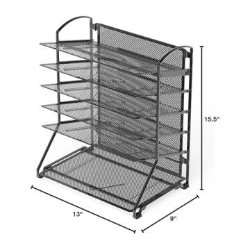 Simple Houseware 6 Tier Desktop Document Letter Tray Organizer, Black