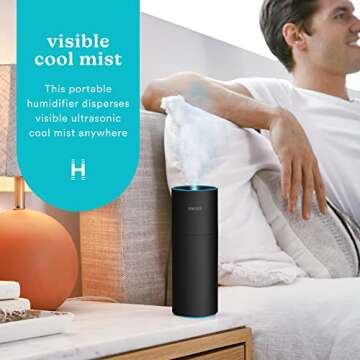 Homedics Portable Humidifier - Small Air Humidifiers for Bedroom, Plants, Office, Travel - Cool Mist...