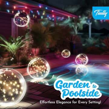 TIALLY Fairy Floating Pool Lights Solar Powered - 14" Inflatable Glow Balls for Pool, Solar Floating...