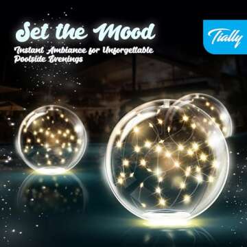 TIALLY Fairy Floating Pool Lights Solar Powered - 14" Inflatable Glow Balls for Pool, Solar Floating Lights for Pool, Floating Solar Pool Lights for Inground Pools, Pool Decorations Outdoor (2 Pack)