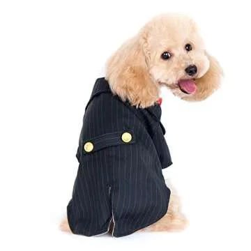 Alfie Pet - Oscar Formal Tuxedo with Black Tie and Red Bow Tie - Color: Black, Size: XS