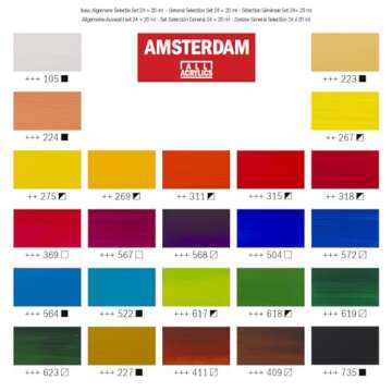 Royal Talens Amsterdam Acrylic Standard Tubes, 20ml-Tubes, Set of 24 (100516105)