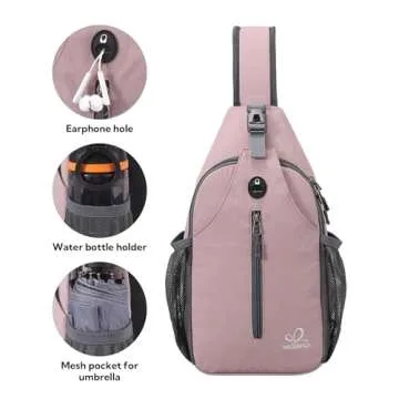 WATERFLY Crossbody Sling Backpack for Travel and Hiking