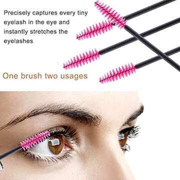 Pimoys 100 pcs Disposable Eyelash Mascara Brushes, Wands Applicator Eyebrow Brush Makeup Kit, Eyebrow Castor Oil Brush Makeup Tool