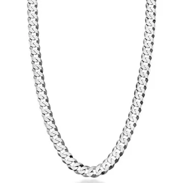 Miabella 7mm Diamond Cut Cuban Link Chain Necklace – 20" Silver