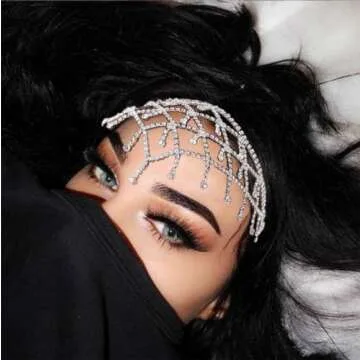 Aularso Rhinestone Head Chain Jewelry Forehead Hair Chain