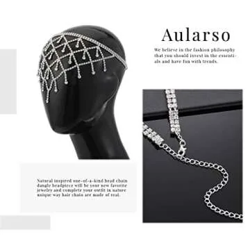 Aularso Rhinestone Head Chain Jewelry Forehead Hair Chain