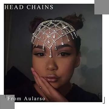 Aularso Rhinestone Head Chain Jewelry Forehead Hair Chain