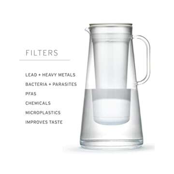 LifeStraw Home – Water Filter Pitcher, 10-Cup, BPA Free Designed for Everyday Protection Against Bacteria, parasites, microplastics, Lead, Mercury, PFAS, and a Variety of Chemicals