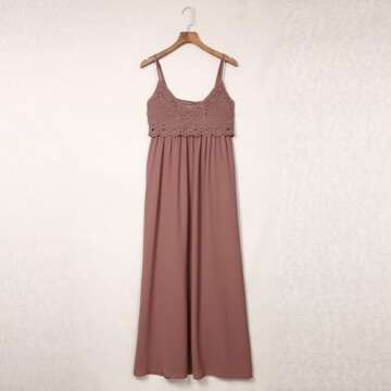 Women's 2024 Spaghetti Straps Lace Maxi Dress Summer Style