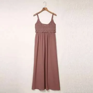 Women's 2024 Spaghetti Straps Lace Maxi Dress Summer Style