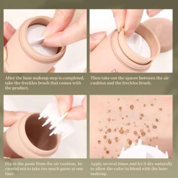 Cream Freckle Pen Stamp - Fake Freckles Stamp Air Cushion - Waterproof Quick Dry Lifelike Freckles Marker Face Makeup (Saddle brown, 01)