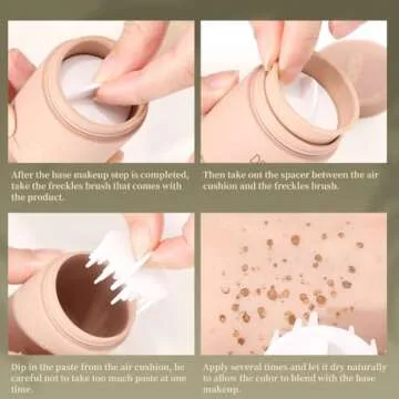 Cream Freckle Pen Stamp - Fake Freckles Stamp Air Cushion - Waterproof Quick Dry Lifelike Freckles Marker Face Makeup (Saddle brown, 01)