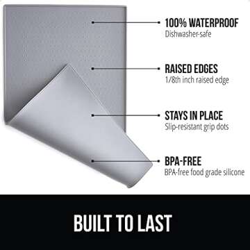 Gorilla Grip 100% Waterproof Raised Edge BPA Free Silicone Pet Feeding Mat, Dog Cat Food Mats Contai...