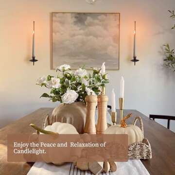 Wall Candle Holder Set of 2, Stylish Black Metal Wall Mount Candle Sconces, Modern Wall Decor for Living Room, Dining Room, Fireplace, Farmhouse, and Christmas