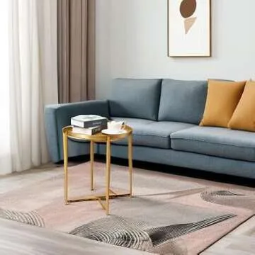 danpinera Gold Side Table, Gold End Table for Small Spaces Outdoor Accent Table Round Metal Patio Coffee Table Waterproof Removable Tray Table for Living Room Bedroom Balcony Office (Gold)