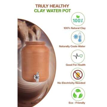 Stylish Terracotta Water Pot with Tap & Glass
