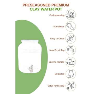 Stylish Terracotta Water Pot with Tap & Glass