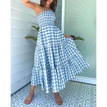 BTFBM Women One Shoulder Sleeveless Casual Summer Dresses 2023 Smocked High Waist Floral Flowy Beach...