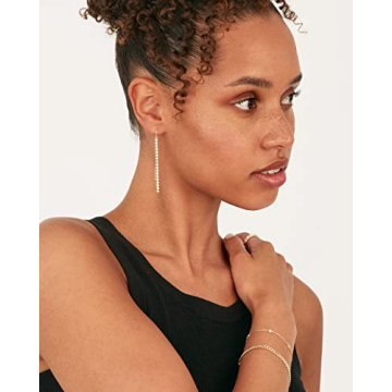 Elegant PAVOI Gold Plated Threader Earrings for Women