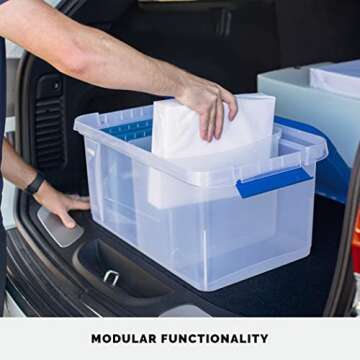 Bankers Box 1 Pack Portable Open Desktop Plastic File Storage Box with Hanging Rails, Side Handle, Organizer Bin, Letter