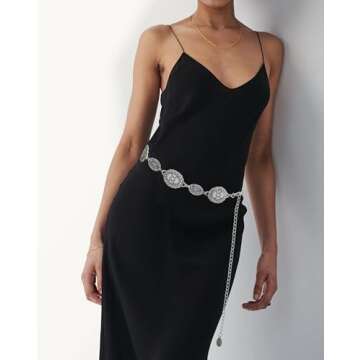 Womens Western-Concho-Belt-Silver Cowboy-Cowgirl Belts - Country Concert Outfits for Jeans Dress