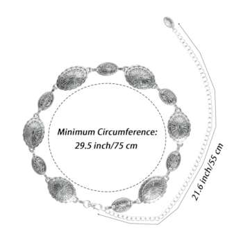 Womens Western-Concho-Belt-Silver Cowboy-Cowgirl Belts - Country Concert Outfits for Jeans Dress