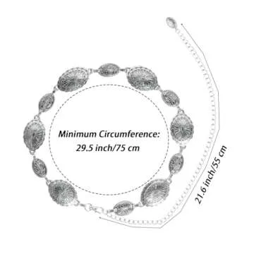 Womens Western-Concho-Belt-Silver Cowboy-Cowgirl Belts - Country Concert Outfits for Jeans Dress