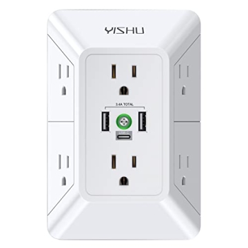 YISHU Power Strip with 6 Outlets & USB Ports