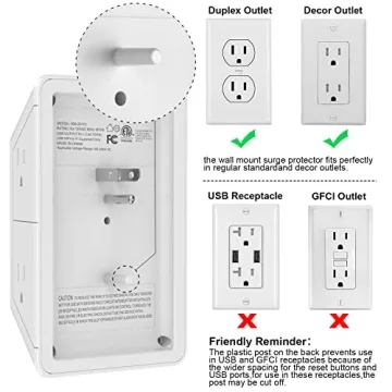 YISHU Power Strip with 6 Outlets & USB Ports