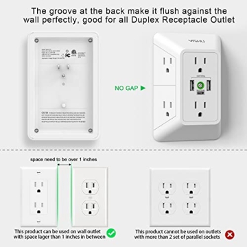 YISHU Power Strip with 6 Outlets & USB Ports
