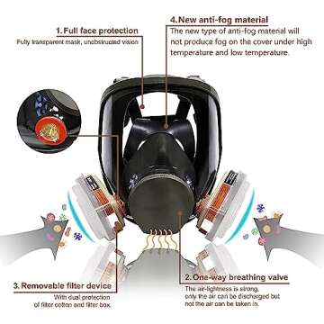 Bgs13 Full Face Respirаtor Reusable, Gas Cover Organic Vapor Mask and Anti-fog, dust-proof Face Cover, Full Face Cover, Protection for for painting, mechanical polishing, logging, welding