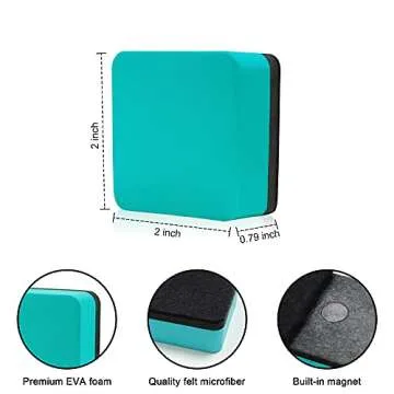 Mini Dry Erase Erasers, IHPUKIDI 48 Pack Magnetic Whiteboard Dry Erasers Chalkboard Cleaner Wiper fo...