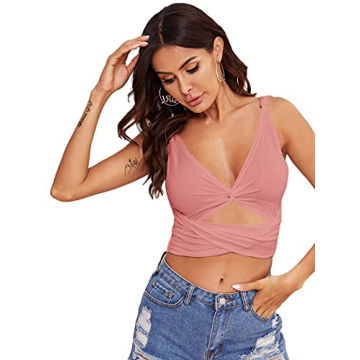 Verdusa Women's Cut Out Tie Back Slim Fit Crop Cami Top