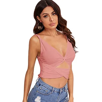 Verdusa Women's Cut Out Tie Back Slim Fit Crop Cami Top