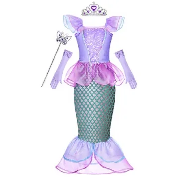 Cmiko Princess Ariel Costume Little Girls Mermaid Dress Up Outfit with Accessories