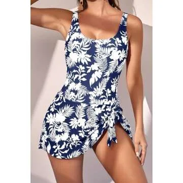 Eomenie One Piece Swimdress Swimsuits for Women Tummy Control Swim Dresses Skirt Bathing Suit