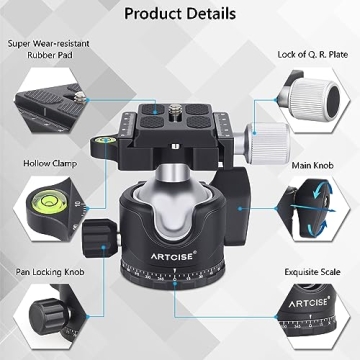 Artcise Low Profile Ball Head for Tripods and Monopods