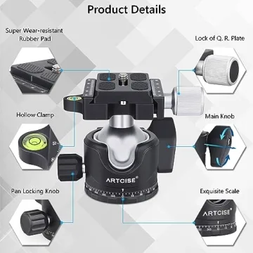 Artcise Low Profile Ball Head for Tripods and Monopods