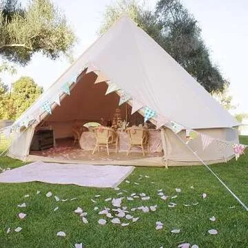 Dream House Diameter 4m Outdoor Luxury Cotton Canvas Family Camping Bell Tents with Stove Hole