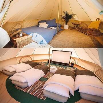 Dream House Diameter 4m Outdoor Luxury Cotton Canvas Family Camping Bell Tents with Stove Hole