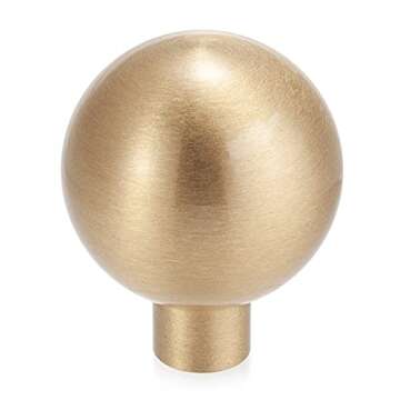 IVAILEX 10 Pack Gold Drawer Knobs, Brass Cabinet Knob, Round Solid Brass Pulls, Modern Minimalist Handles for Kitchen Bathroom, 1 Inch Diameter, Sphere (1 inch, Sphere 10 Pack)