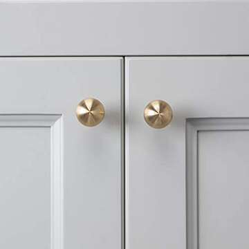 IVAILEX 10 Pack Gold Drawer Knobs, Brass Cabinet Knob, Round Solid Brass Pulls, Modern Minimalist Handles for Kitchen Bathroom, 1 Inch Diameter, Sphere (1 inch, Sphere 10 Pack)