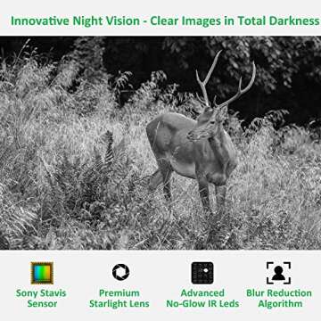 GardePro A3 Trail Camera 24MP 1080P, H.264 HD Video, Clear 100ft No Glow Infrared Night Vision, 0.1s Trigger Speed, 82ft Motion Detection, Waterproof Cam for Wildlife Deer Game Trail