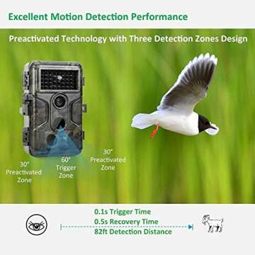 GardePro A3 Trail Camera 24MP 1080P, H.264 HD Video, Clear 100ft No Glow Infrared Night Vision, 0.1s Trigger Speed, 82ft Motion Detection, Waterproof Cam for Wildlife Deer Game Trail