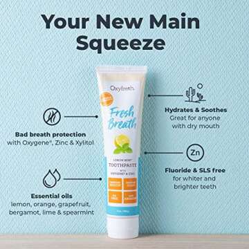 Oxyfresh Premium Lemon Mint Fresh Breath Toothpaste - Natural, Anti Plaque, 5oz