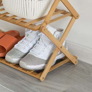 Basicwise Bamboo 3-Tier Shoe Rack for Efficient Storage
